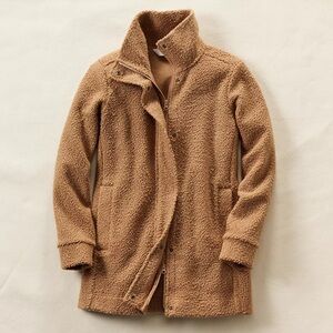 Lands' End Women's Tan Boucle Fleece Coat